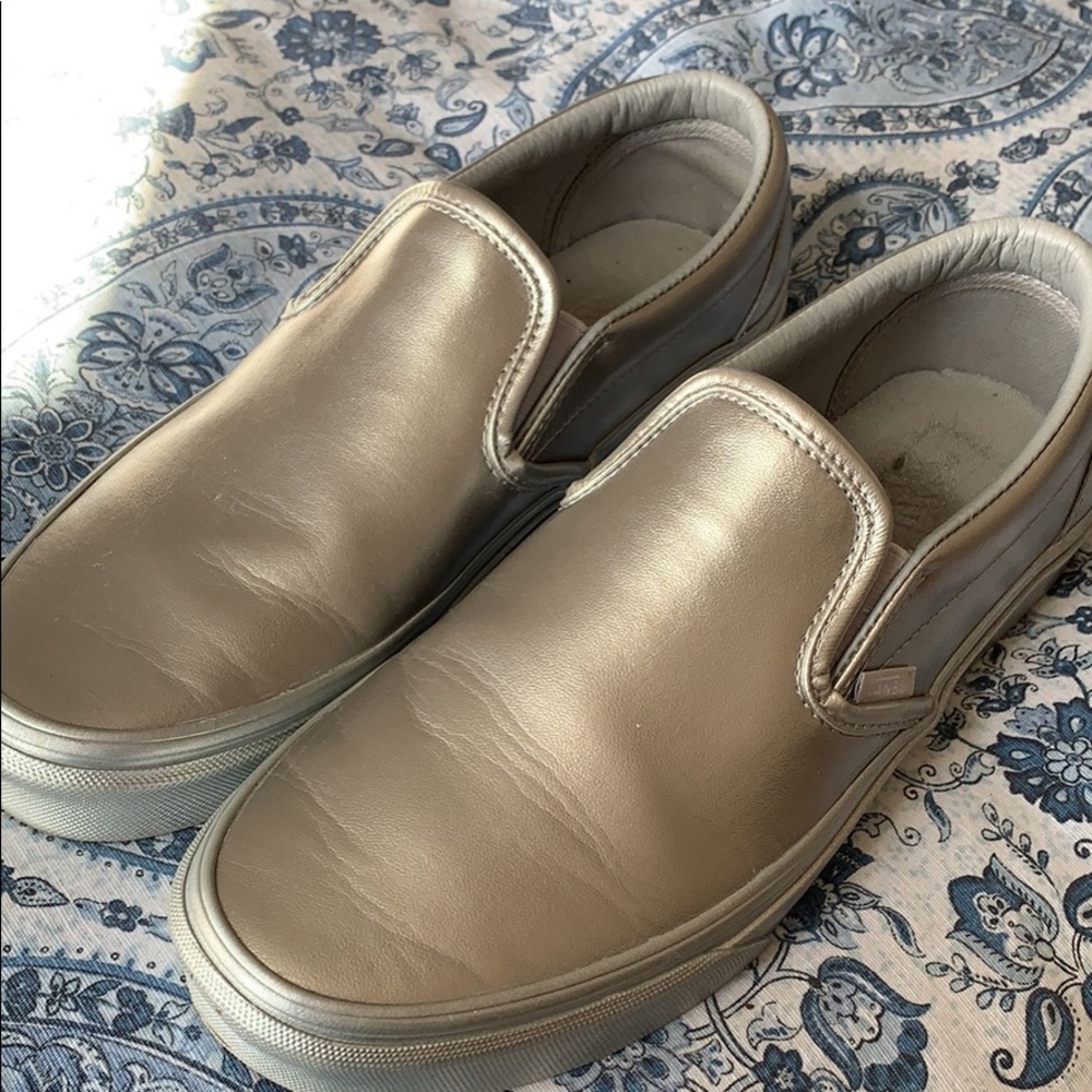 Silver leather vans size 9.5 women’s